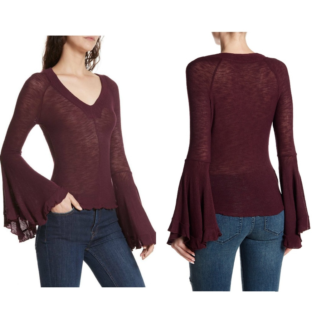 NWT Free People Dramatic Bell Sleeve Top